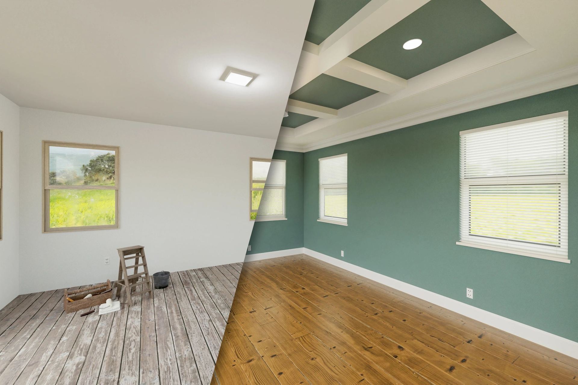 Interior renovation with fresh paint and new hardwood flooring in CT